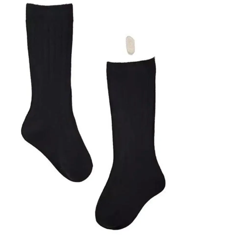 New  Baby, cotton knee high socks black 0-6 months XS